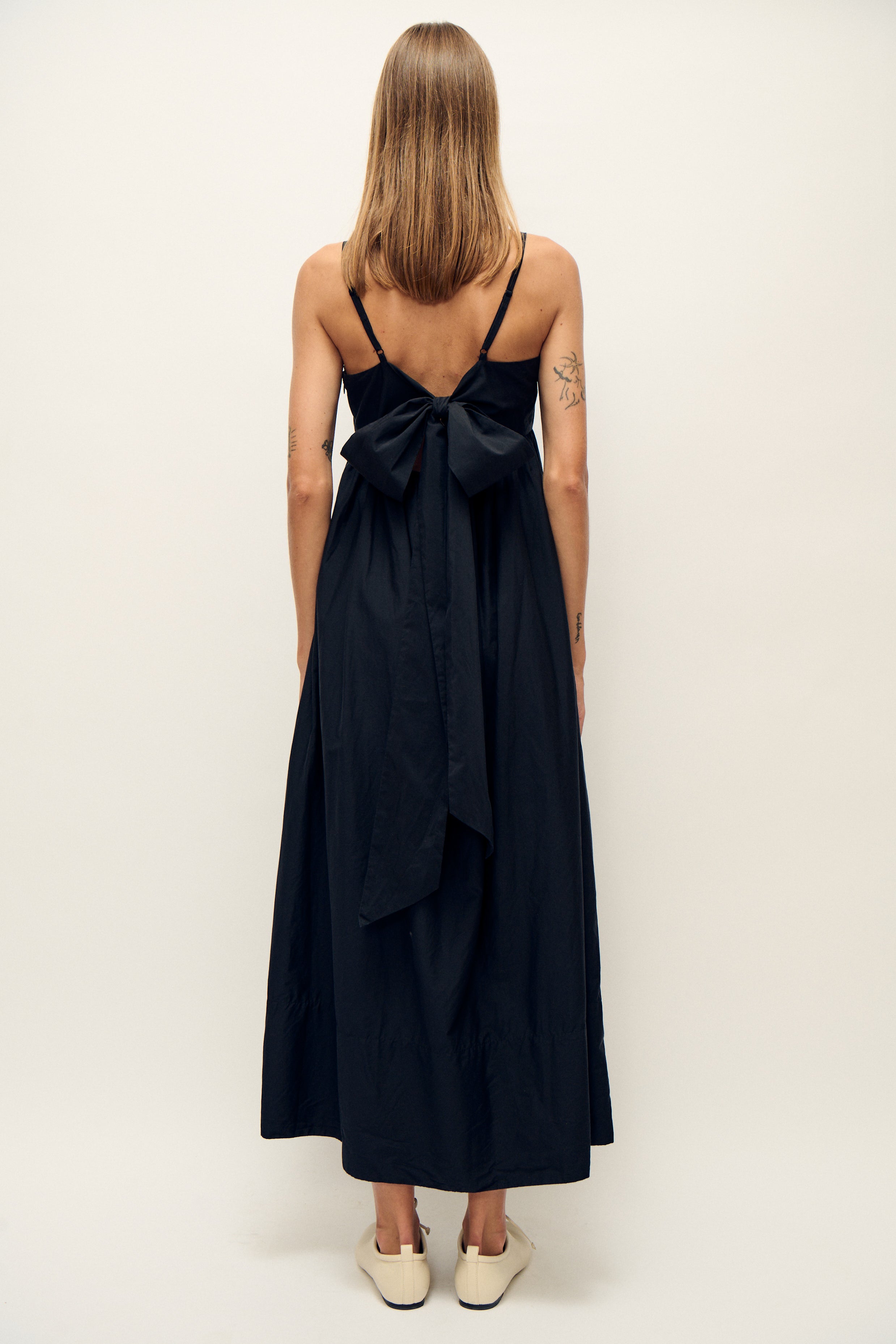 COTTON SILK TULIP DRESS BLACK