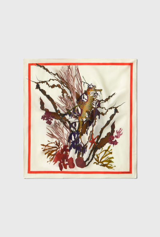 COTTON SILK SCARF SEAHORSE