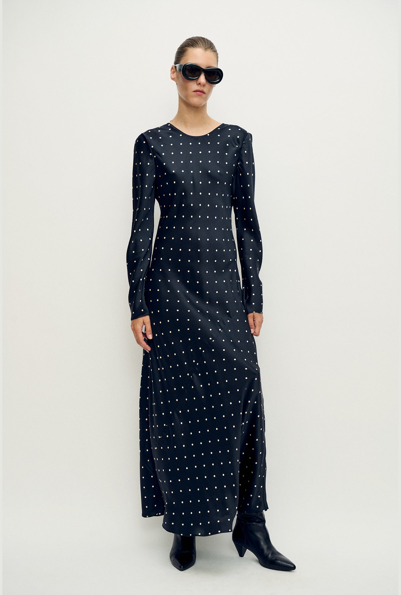 Full Sleeve Bias Dress Small Polka Dot