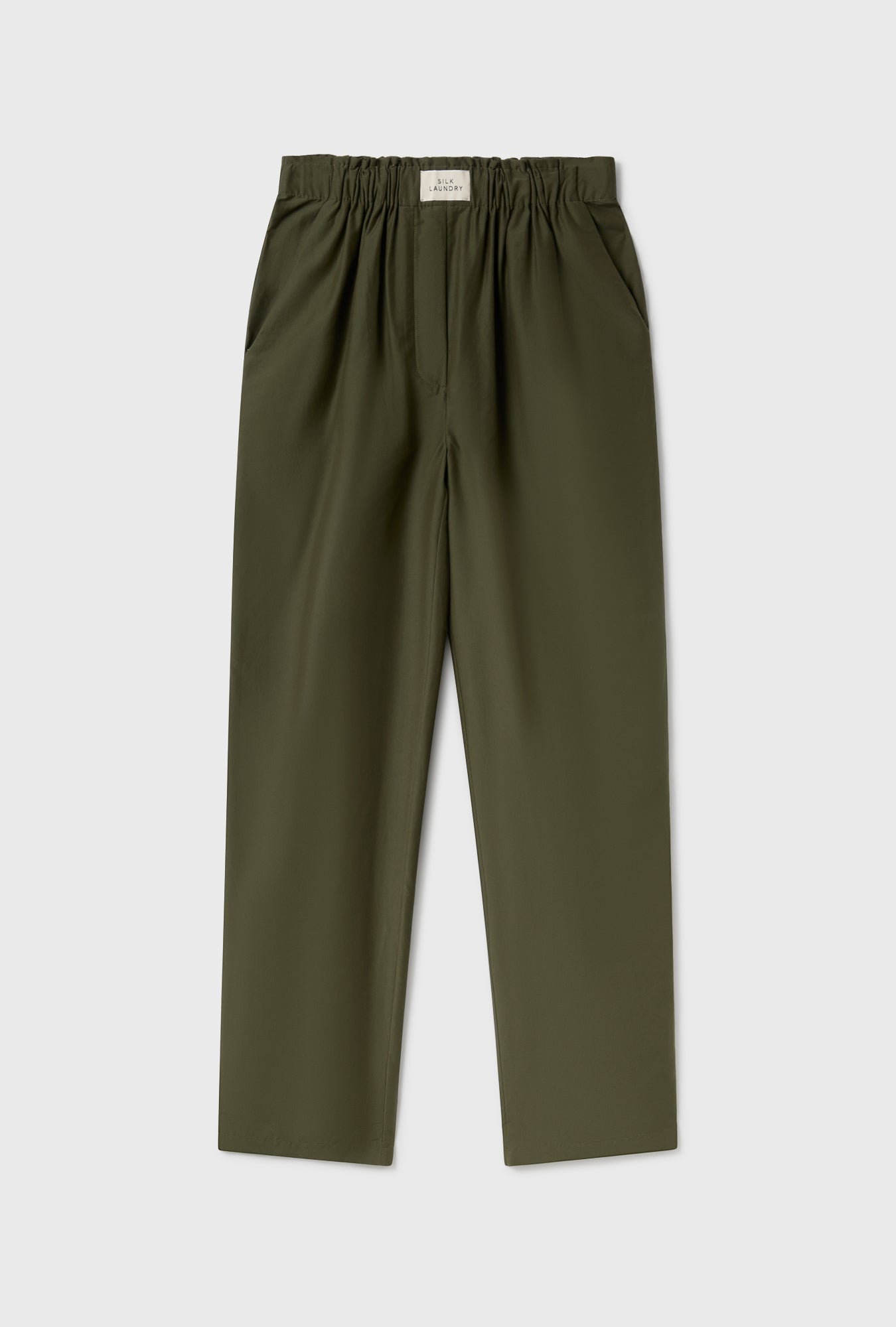 Cotton Silk Paper Bag Pants Pine