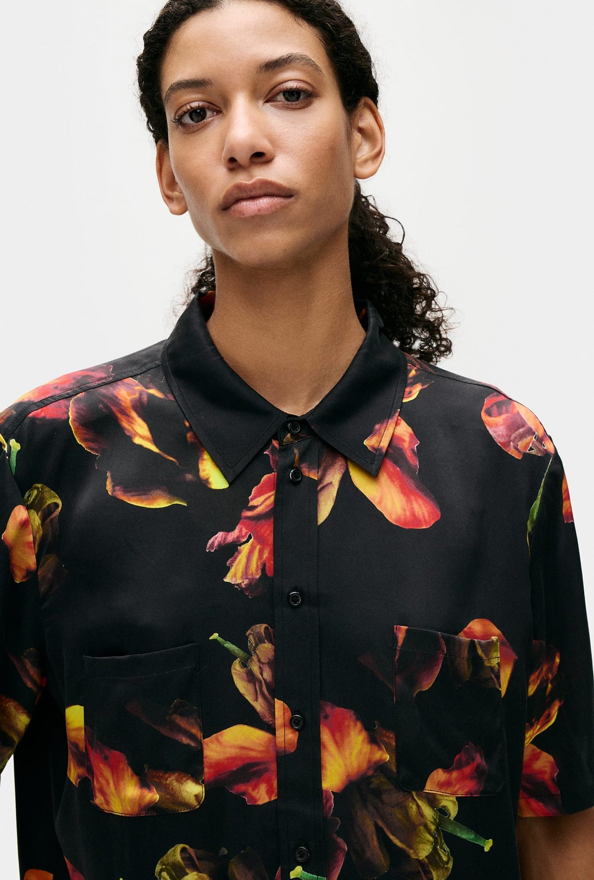 Short Sleeve Boyfriend Shirt Tulipa Black