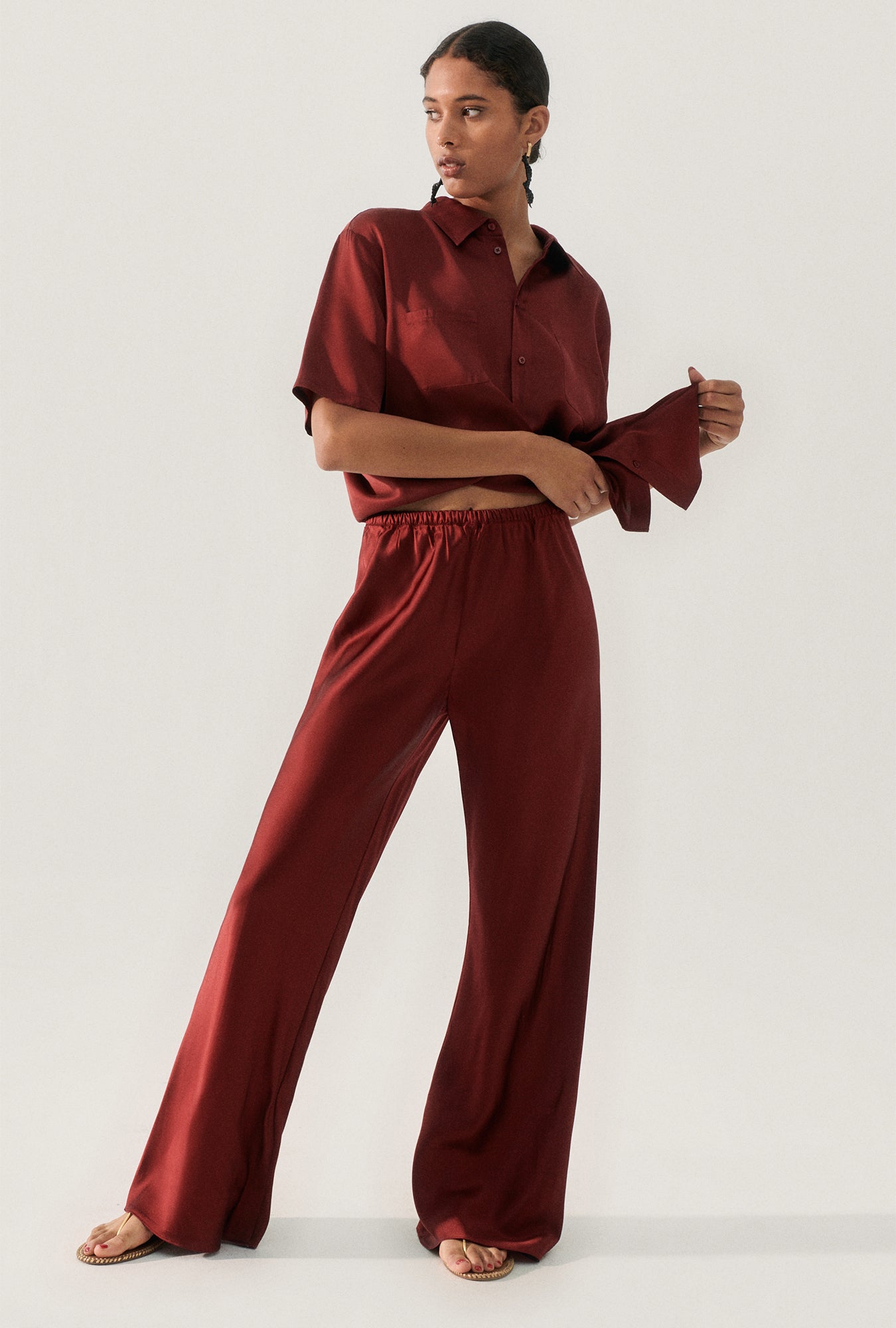 Bias Cut Pants Garnet