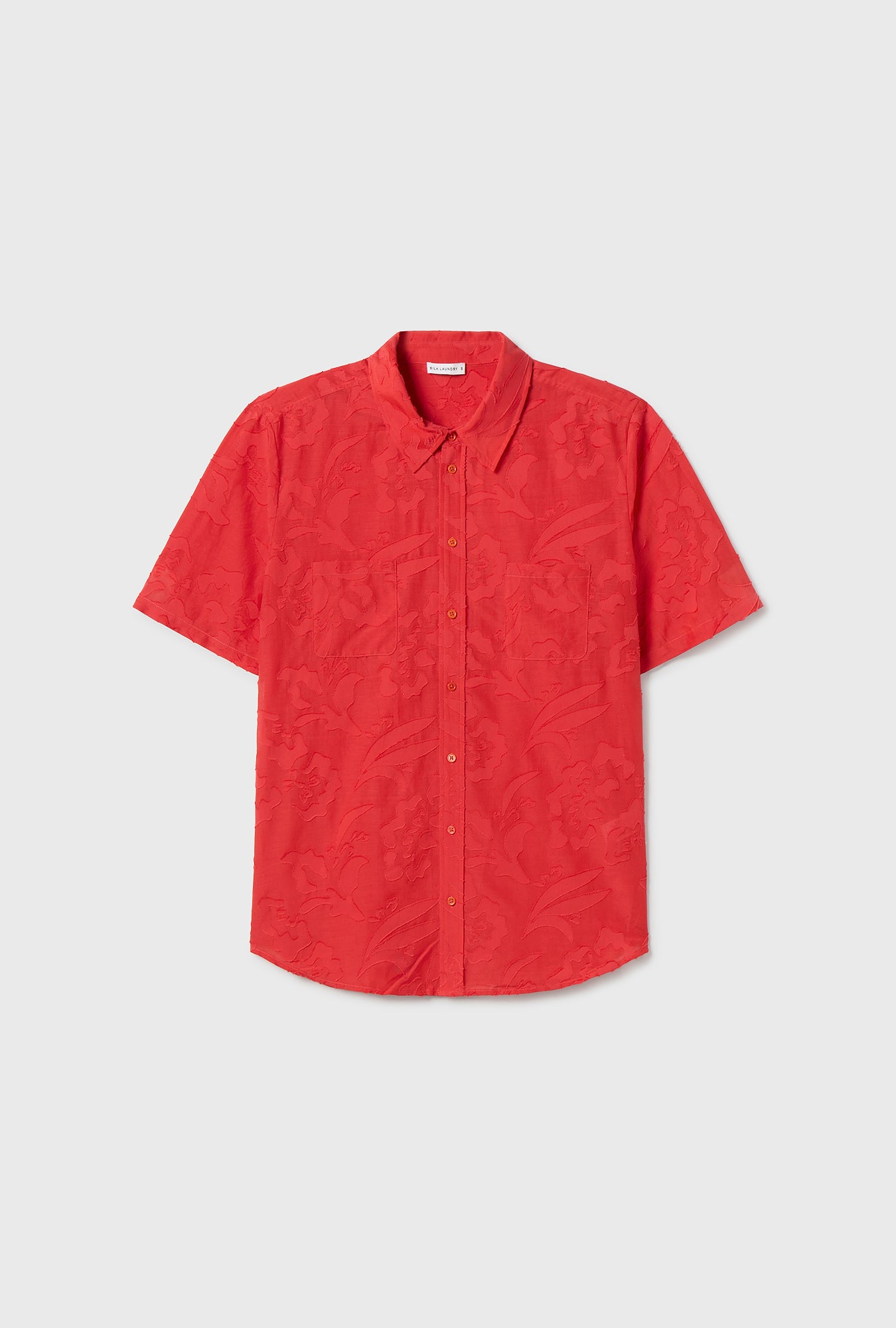 Clip Silk Short Sleeve Boyfriend Shirt Geranium