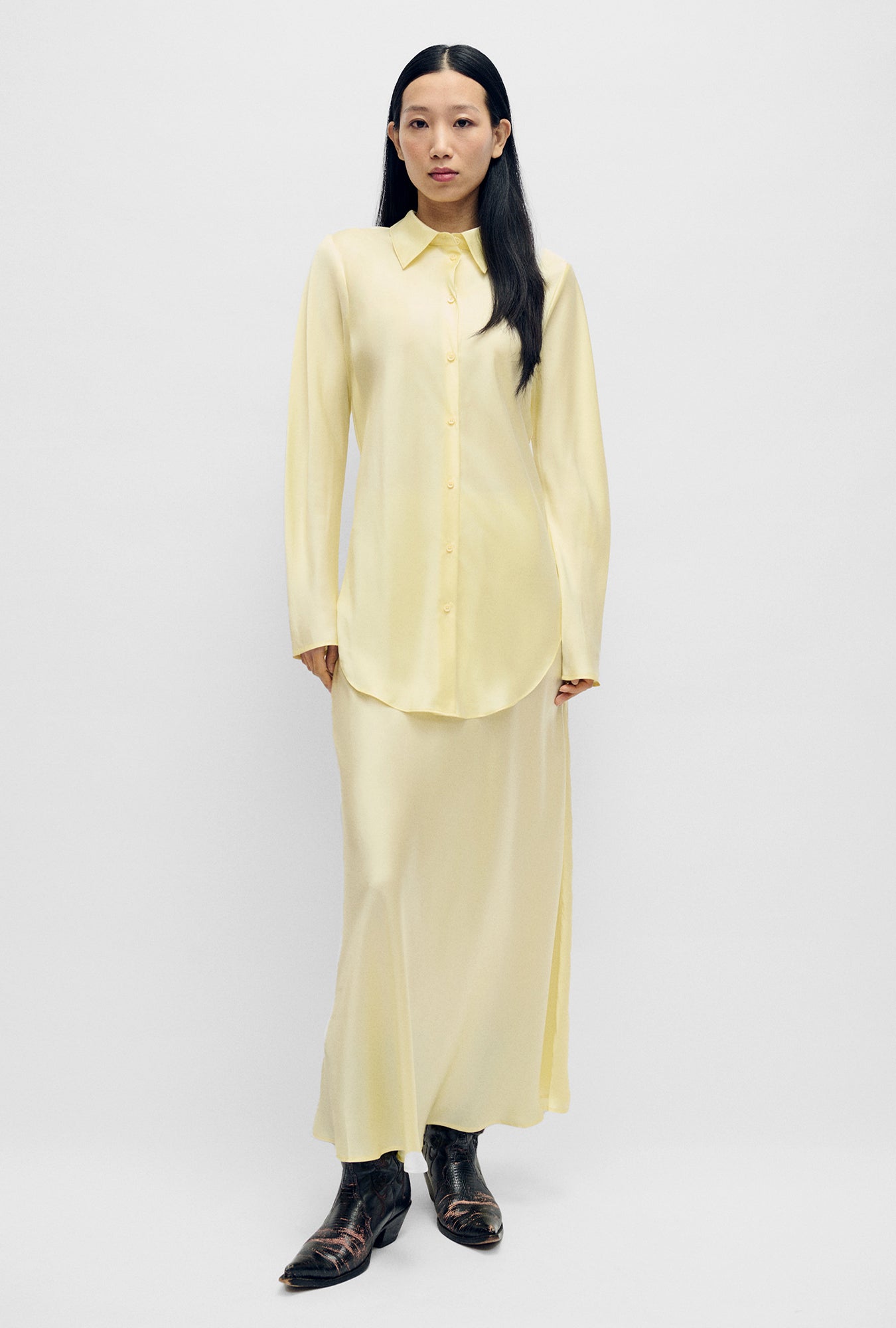 Long Bias Cut Skirt Vanilla Flower