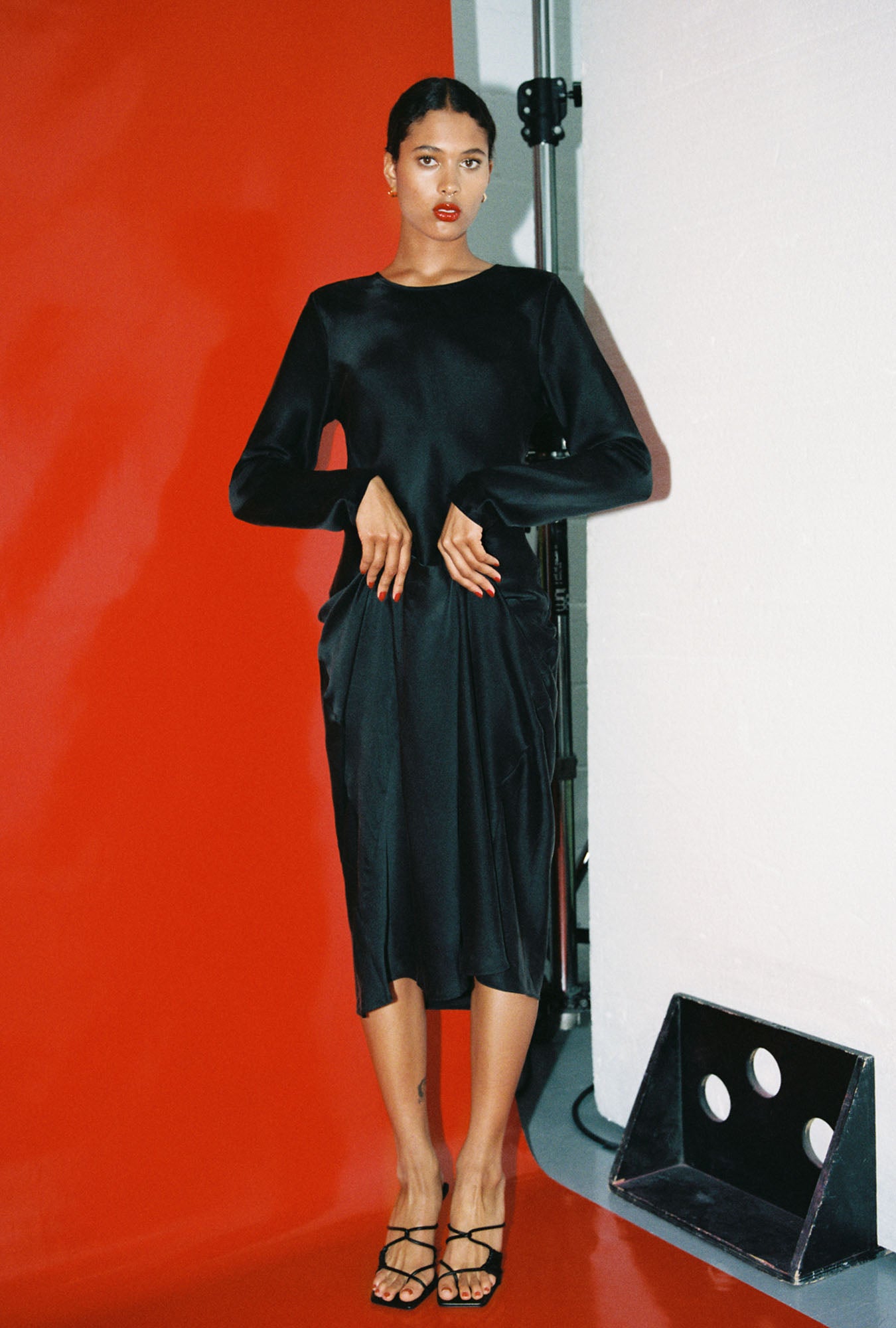 Full Sleeve Bias Dress Black Full Sleeve Bias Dress Black