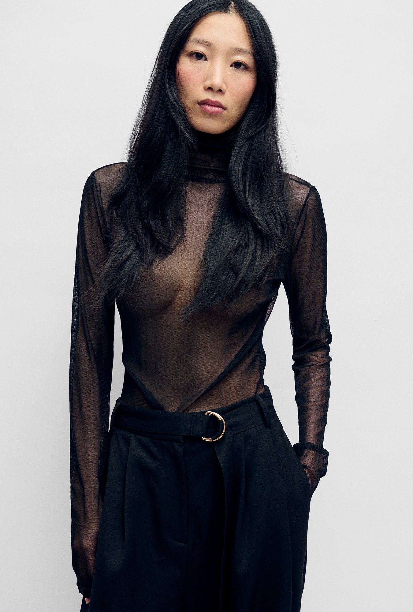 MESH TURTLENECK BLACK