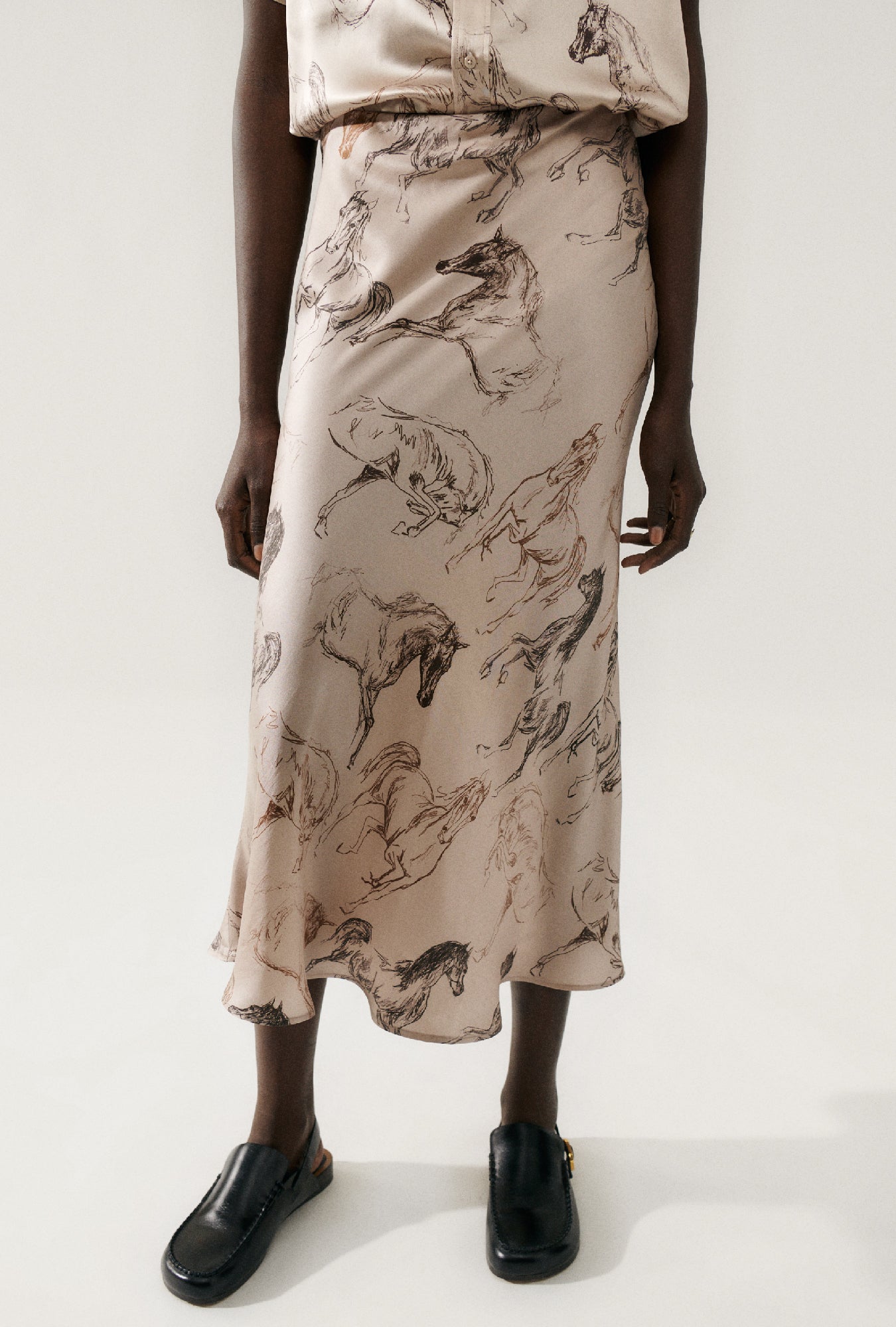 Long Bias Cut Skirt Wild Horses