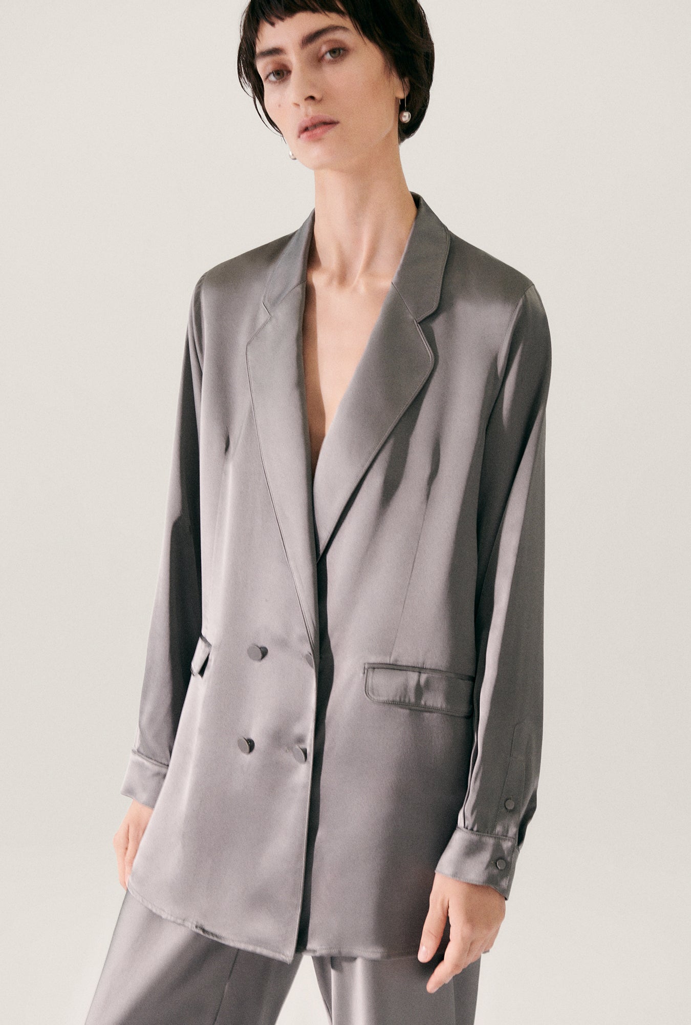 Relaxed Blazer Grey Pearl