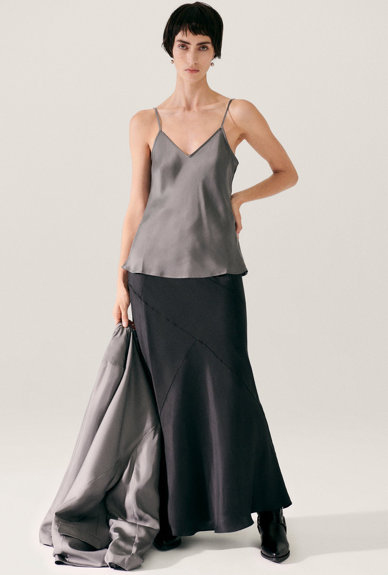 Bias Cut Cami Grey Pearl