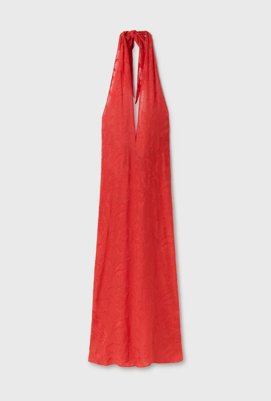 Clip Silk Wrap Skirt Geranium