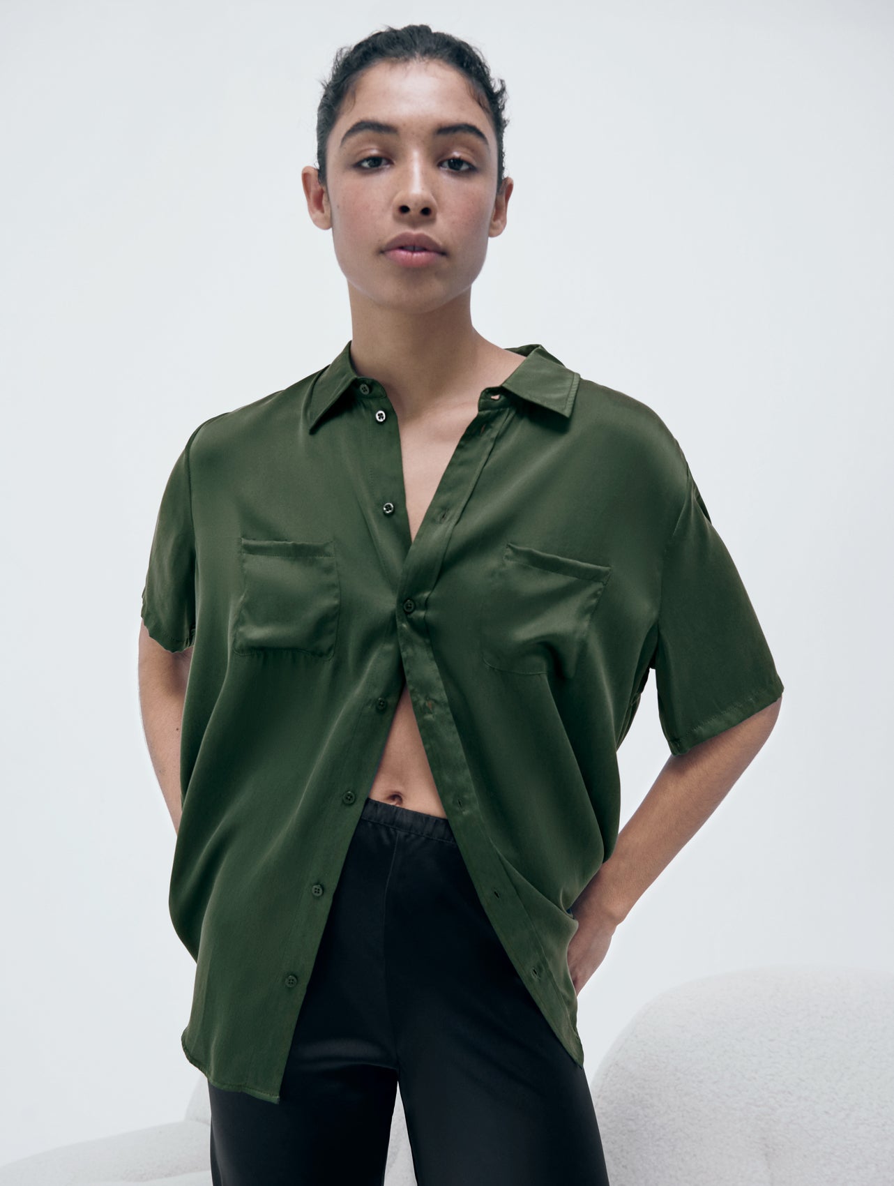 Short Sleeve Boyfriend Shirt Cedar