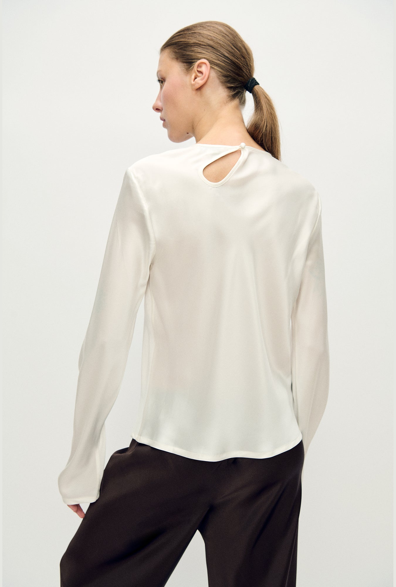 Long Sleeve Bias Top White