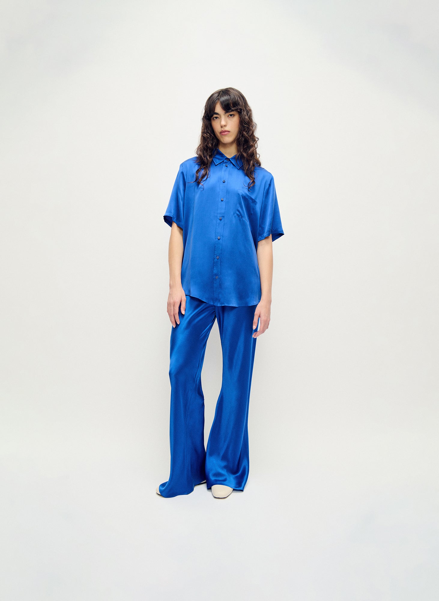 SHORT SLEEVE BOYFRIEND SHIRT WEDGWOOD