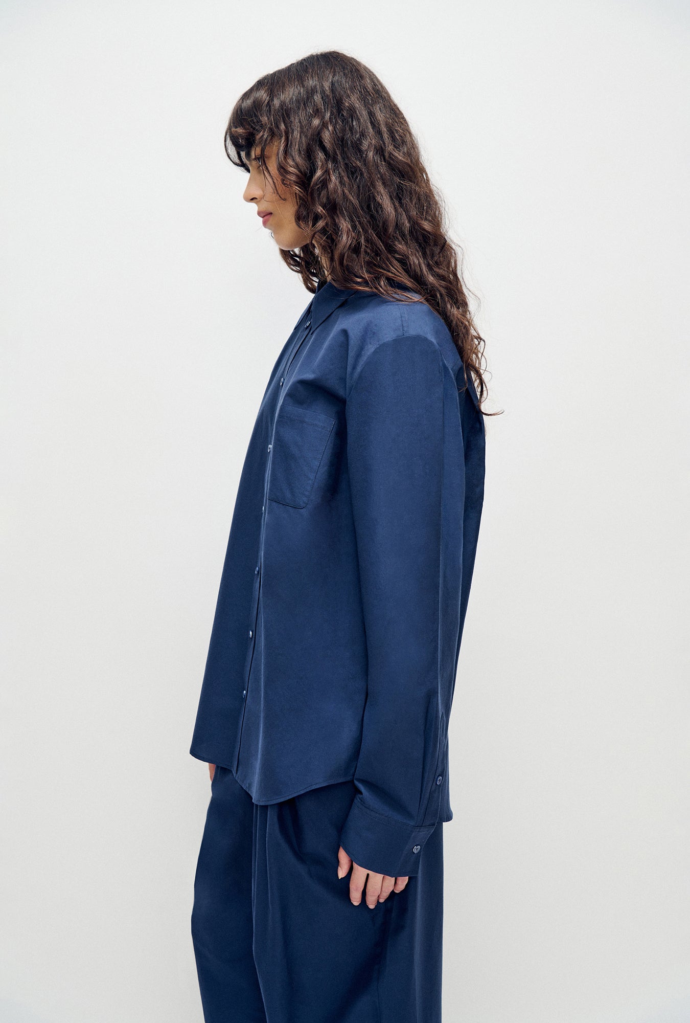 Cotton Silk Boyfriend Shirt Midnight