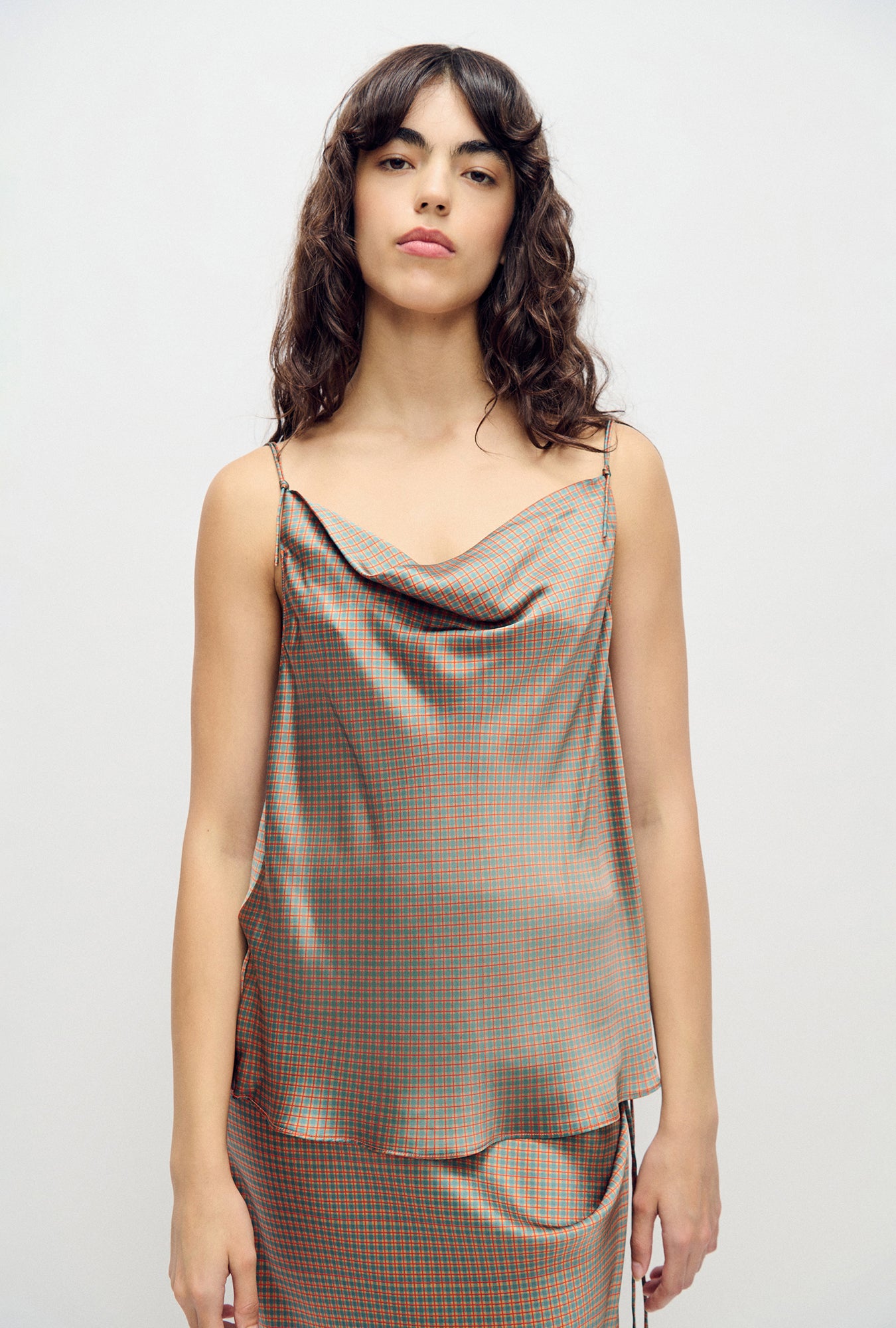 Drape Cami Micro Plaid