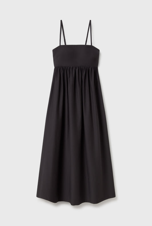 COTTON SILK TULIP DRESS BLACK