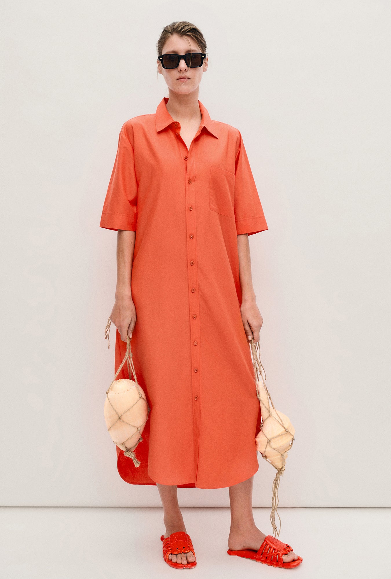 Short Sleeve Boyfriend Shirt Dress Snapper