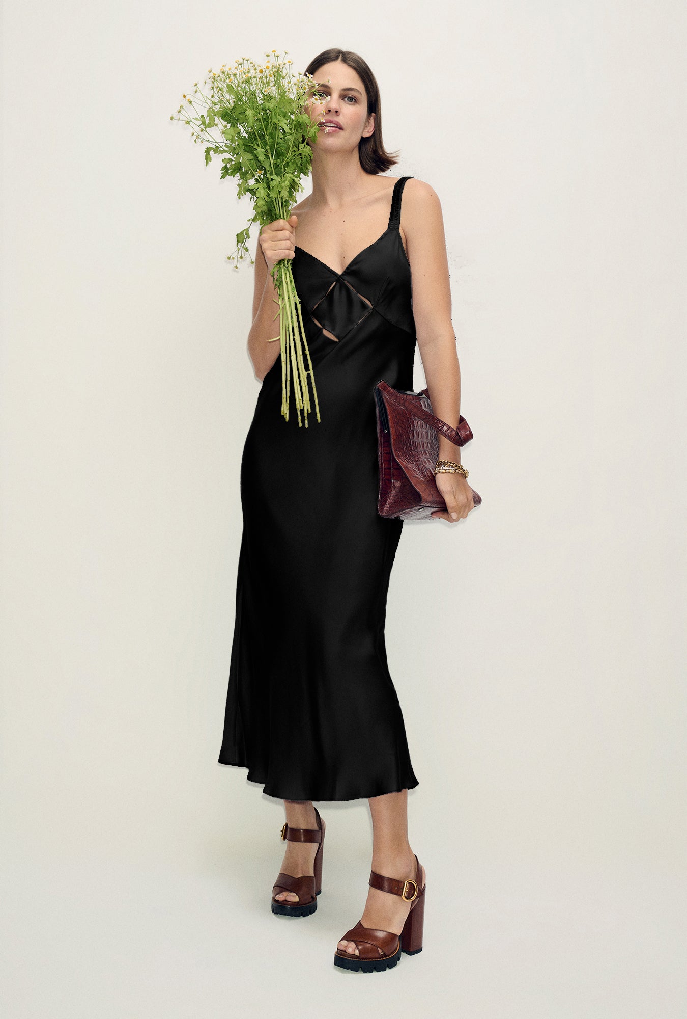 Diamond Deco Ruched Dress Black