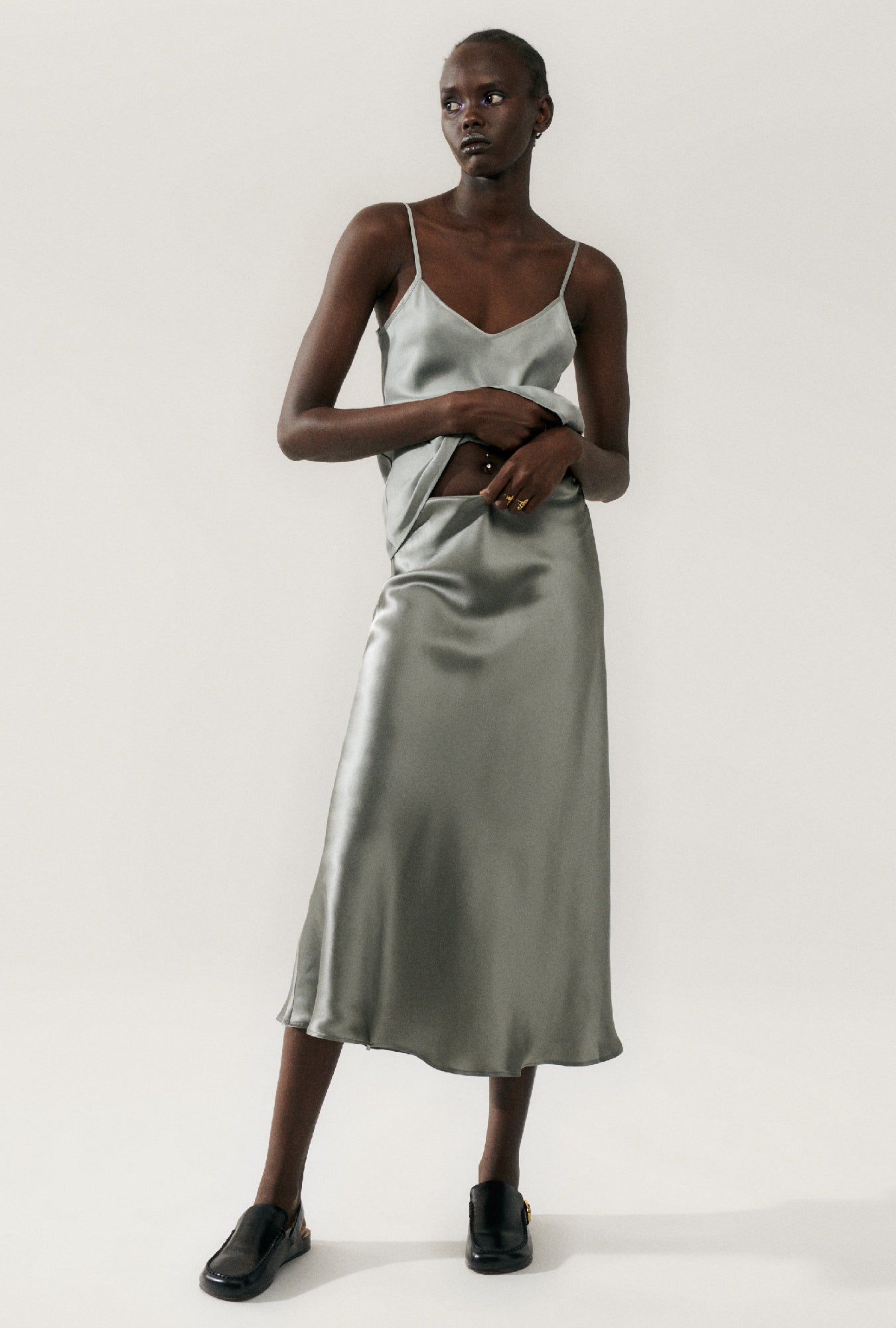 Long Bias Cut Skirt Moon