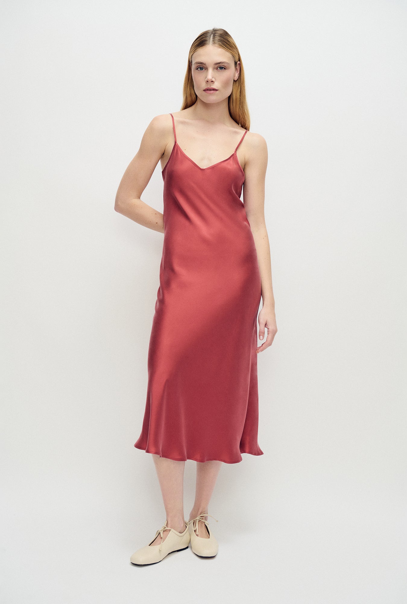 90s Slip Dress Blush Red