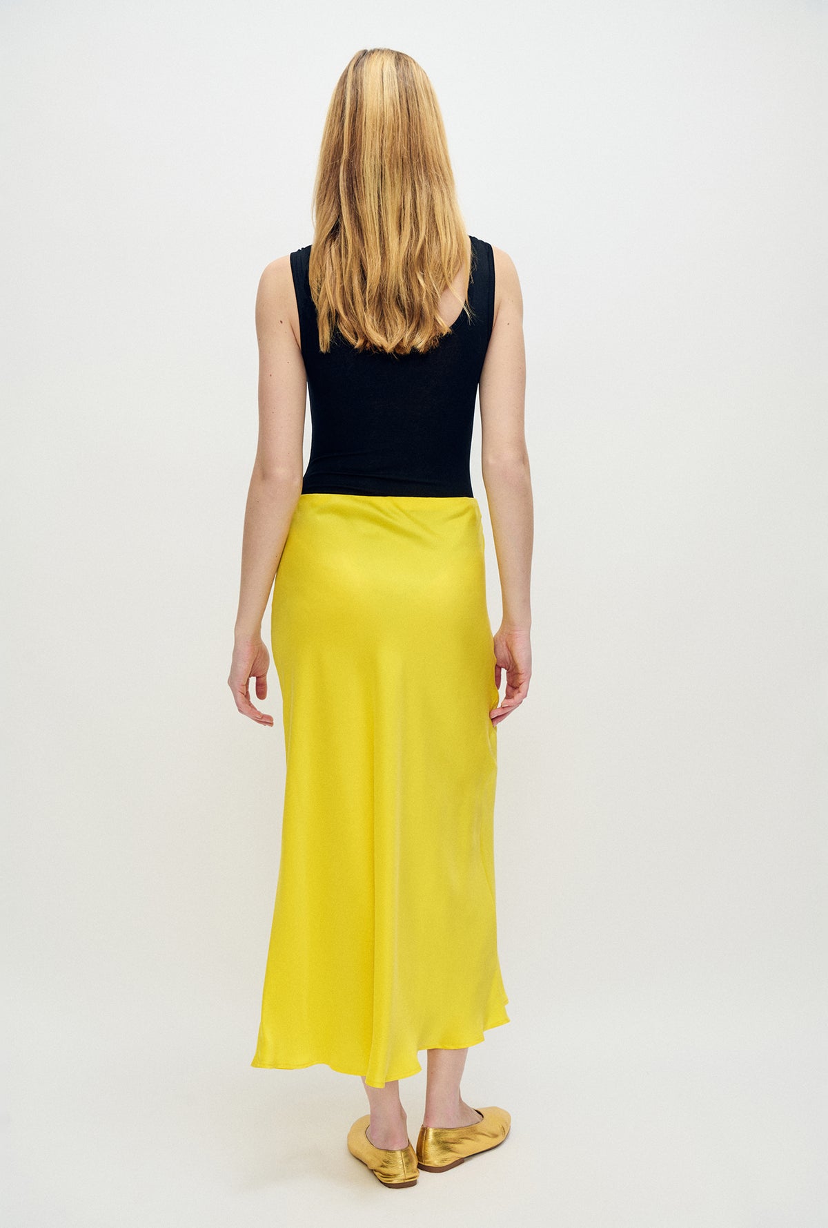 Long Bias Cut Skirt Wood Poppy Yellow